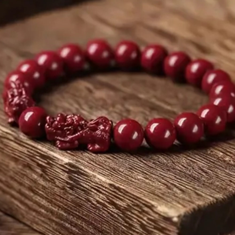 Double Pixiu cinnabar bracelet - Picture 5 of 7